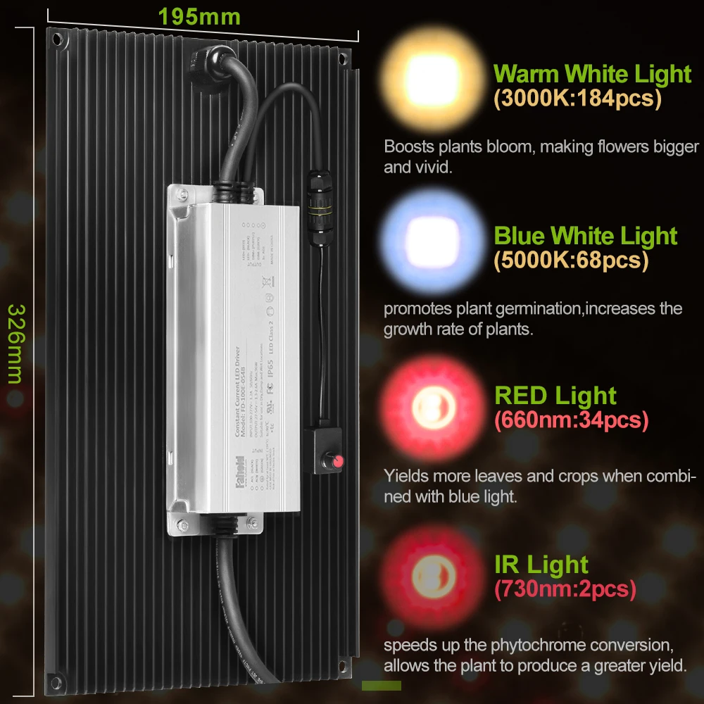 Led Grow Light 1000W  Samsung led plant grow light 3000k+5000k+660nm+IR Dimmable Lamp with Meanwell driver images - 6