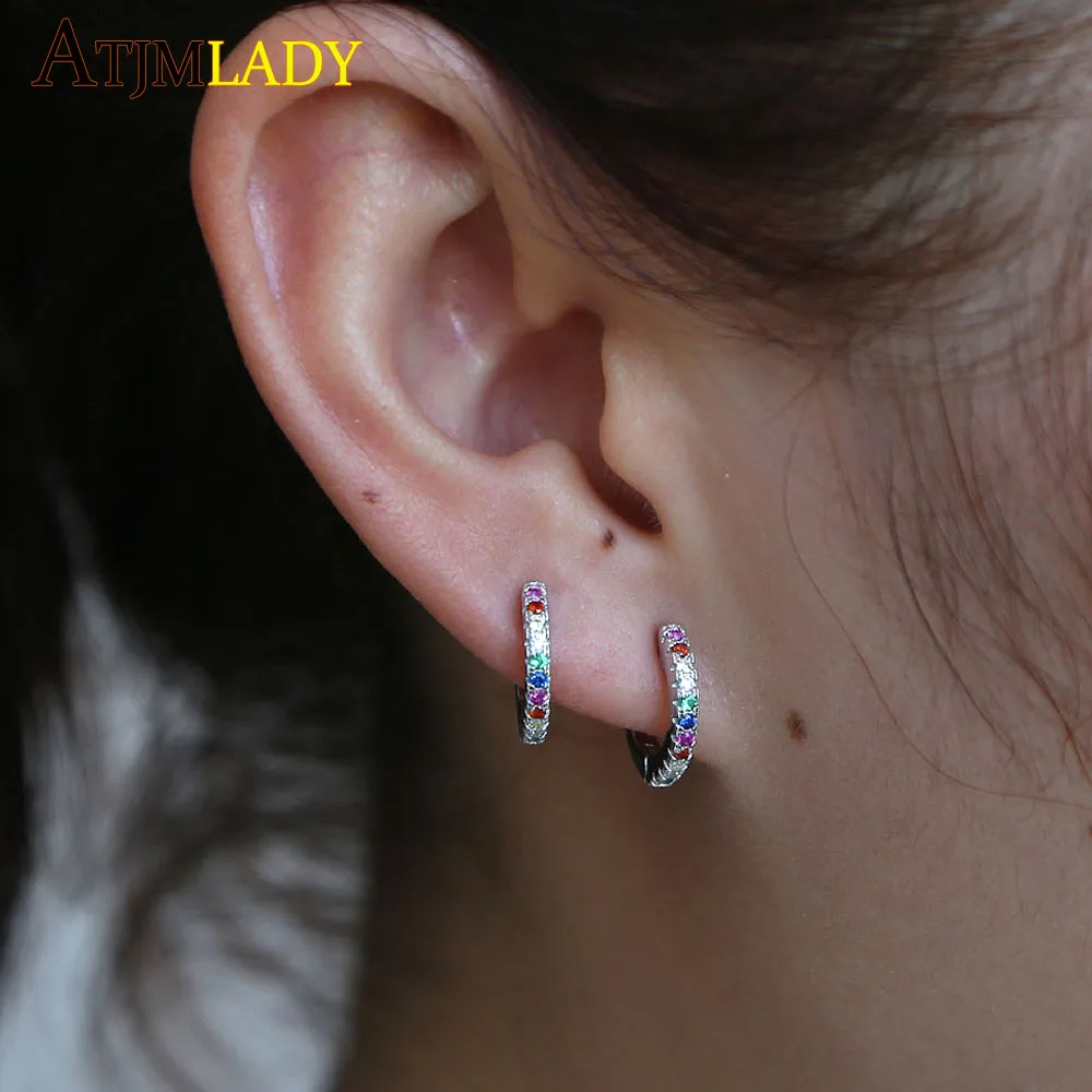 2020 новый 925 стерлингового серебра красочные CZ Радуга круг кольца мини небольшие