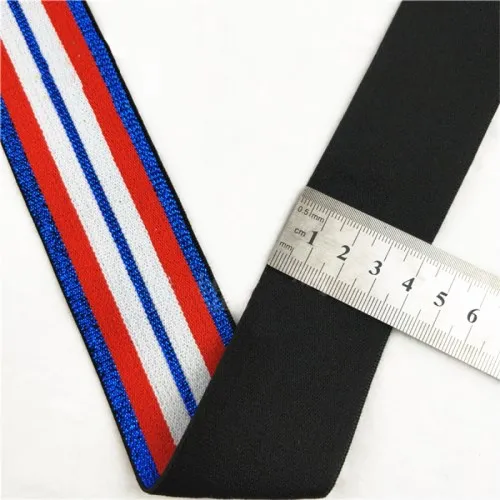 4cm Blue Red White 40 мм нейлоновая красочная резиновая резинка полосатые плечевые нижние ремни для тесьма для одежды Швейные DIY аксессуары для одежды 1 м - Цвет: 4cm Blue Red White