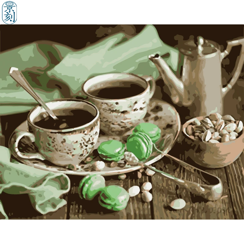 Серия кофе. Ручная работа краска высокое качество холст Красивая ing по номерам