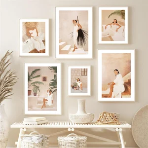 Абстрактная Мода Девушка Лето читать лестница отдых стены искусства холст картина скандинавские плакаты и принты декор картины для гостиной