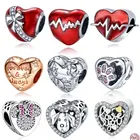 CodeMonkey 925 пробы серебро шарма сердца с медведем, драгоценные бусины, подходят к оригинальным 3 мм Браслеты DIY кулон Ювелирное Украшение для изготовления C1054