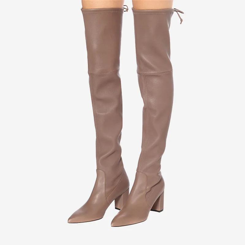 

EHPER Thigh High Boots Over the Knee PU Boots AW Fashion Suede Boots Zipper