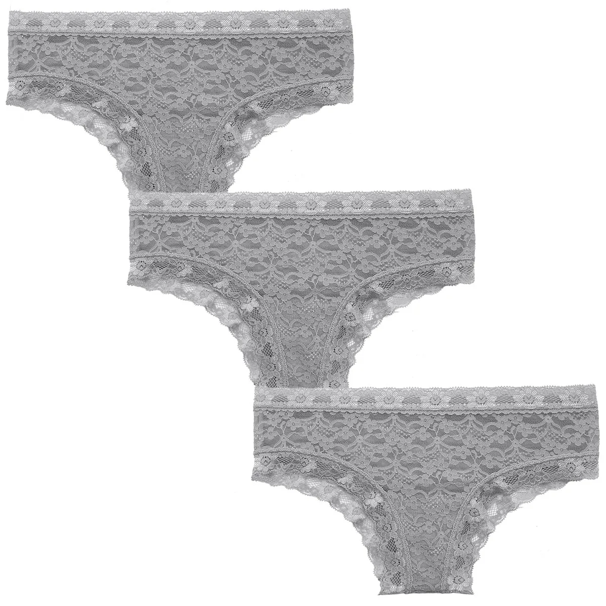 

3 Pcs Seamless Sexy Lace Women Briefs Comfortable Panties Grey Charming Underwear Women Hipster Ropa Interior Femenina Bielizna