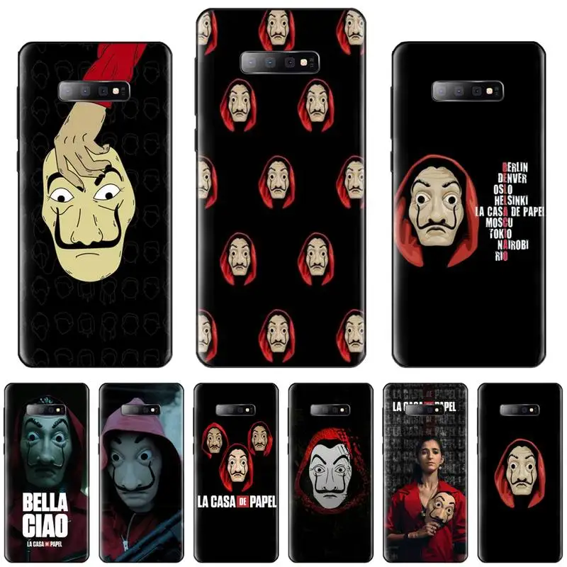 Money Heist House Of Paper mask Cover черный чехол для телефона Samsung S6 S7 edge S8 S9 S10 e plus A10 A50 A70 note8 J7