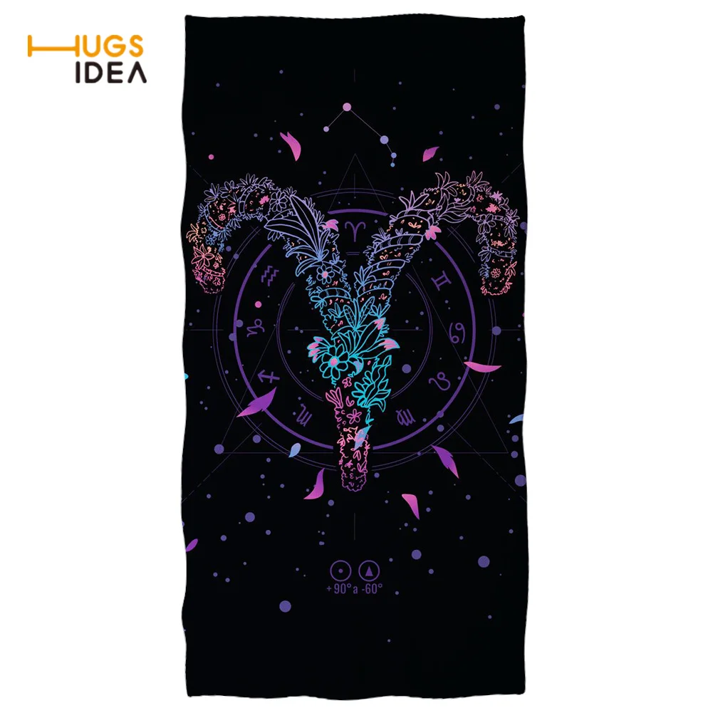 

HUGSIDEA Zodiac Flower Printed Soft Travel Bath Towel Portable Shower Towel Yoga Swimming Blanket Microfiber Towels Shower Towel