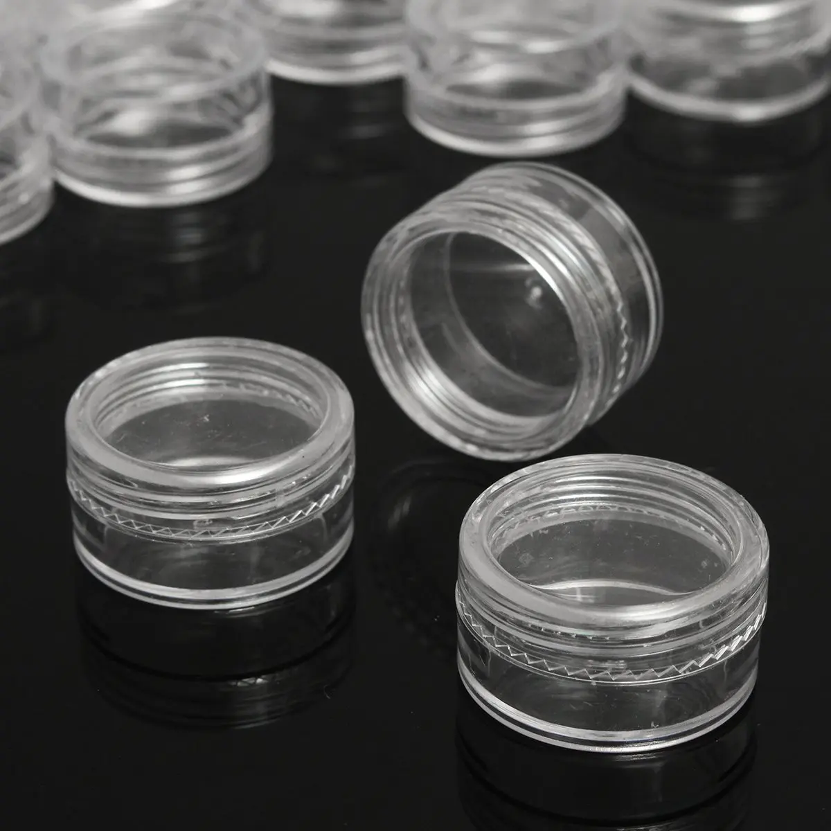 

100Pcs Clear Plastic Jewelry Bead Storage Box Small Round Container Jars Make Up Organizer Boxes Cosmetic Portable Box