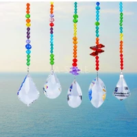 5pcs color crystal chandelier suncatchers pendant chakra crystal pendant garden decoration outdoor rainbow manufacturing