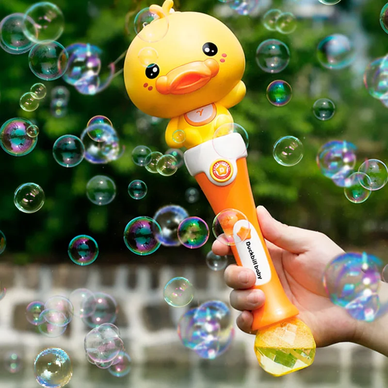 

Yellow Duck Electric Bubble Machine Fully Automatic Bubble Blowing Machine Musical Luminous Children's Toy Does Not Leak