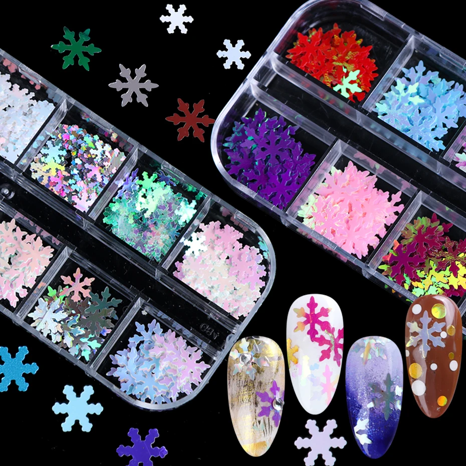 1 чехол металлические 3D украшения для ногтей разные размеры снежинки