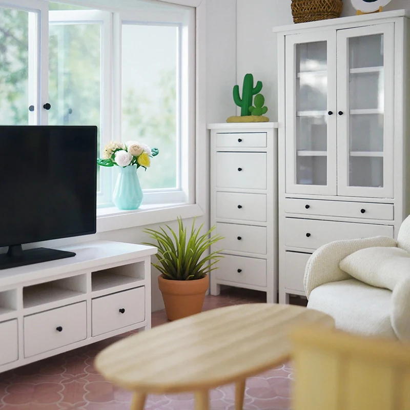 

1:12 Dollhouse Miniature Wood Display Cupboard Cabinet Showcase Doll House Decor Cabinet Cupboard Shelf