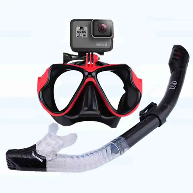 Snorkeling Mask  Tube Set Diving  Anti-Fog Swimming  Goggles   For GoPro Underwater Sports Camera