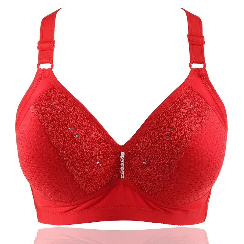 

Plus Size 6 Color Large Size 36-42 B C Cup Women Wireless Bra Sexy Lace Push Up Brassiere Mother Wire Free Underwear Lingerie