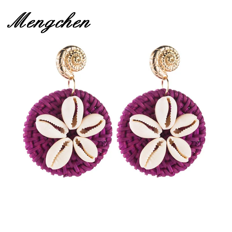

Handmade Woven Shell Drop Earrings for Women Wedding Bohemian Girls Party Gift Bead Dangle Statement Earring Jewelry