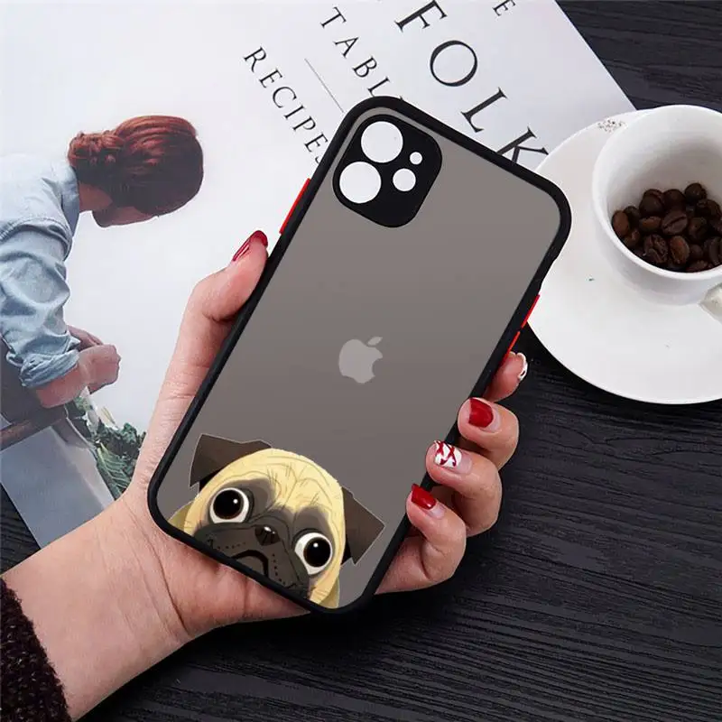 

French Bulldog Pug Dog Cute pet Phone Case matte transparent For iphone 7 8 11 12 plus mini x xs xr pro max cover