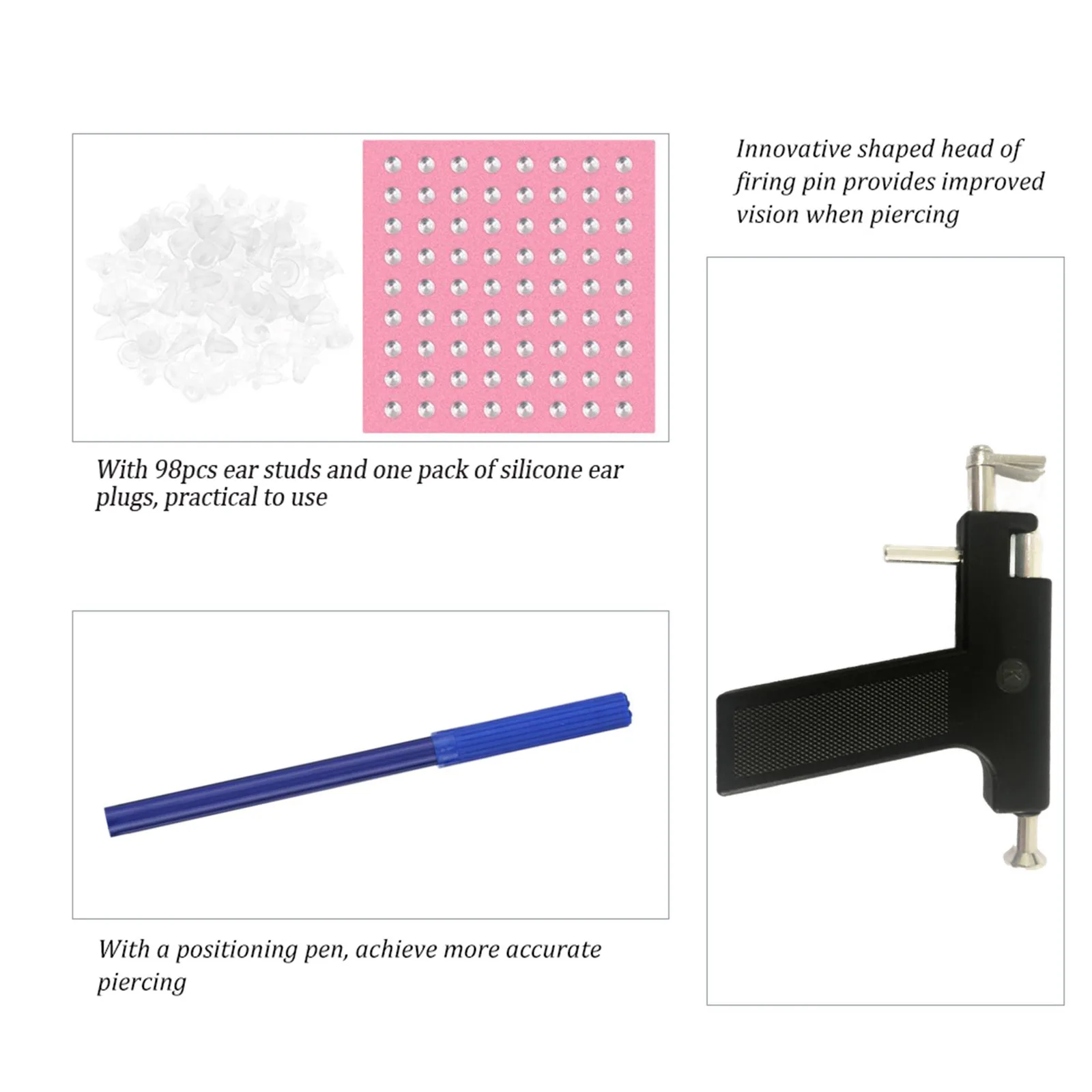 Пистолет для пирсинга в уши носа пупка ушей безопасный без боли стерильный с