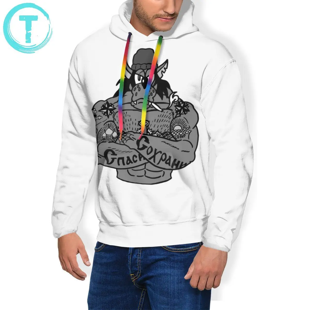 

Nu Pogodi Hoodie Russian Gangster Wolf Hoodies Long Length Polyester Pullover Hoodie Streetwear Black Hoodies