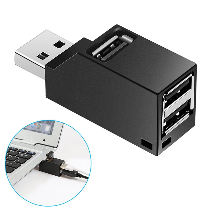 Мини-концентратор USB 2 0 3 порта с функцией зарядки для компьютера клавиатуры