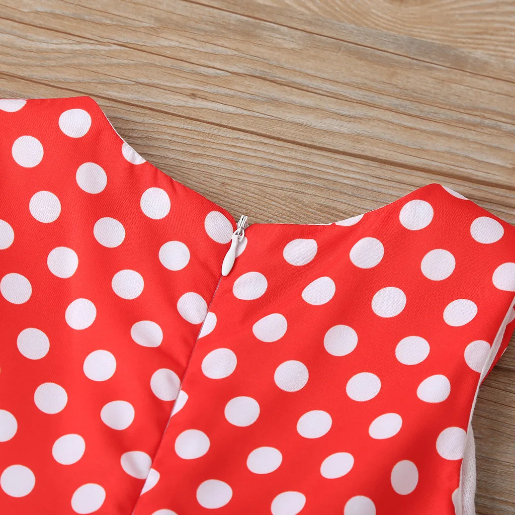 

Simple Fashion Polka Dot Print Dress Baby Girl Dresses Lace-up Graceful Dress For Beautiful Girls