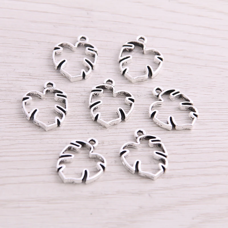 SWEET BELL 60PCS 14*19mm New Product Antique Hollow Out Leaf Charms Plant Pendant Jewelry Metal Alloy Marking | Украшения и