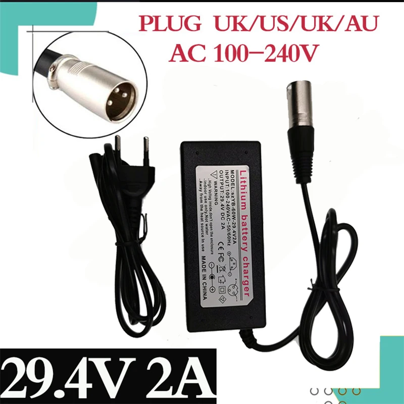 25 2 V Батарея Зарядное устройство 9 24V Выход 29 4 2A 3 контактный XLR Штекерный разъем