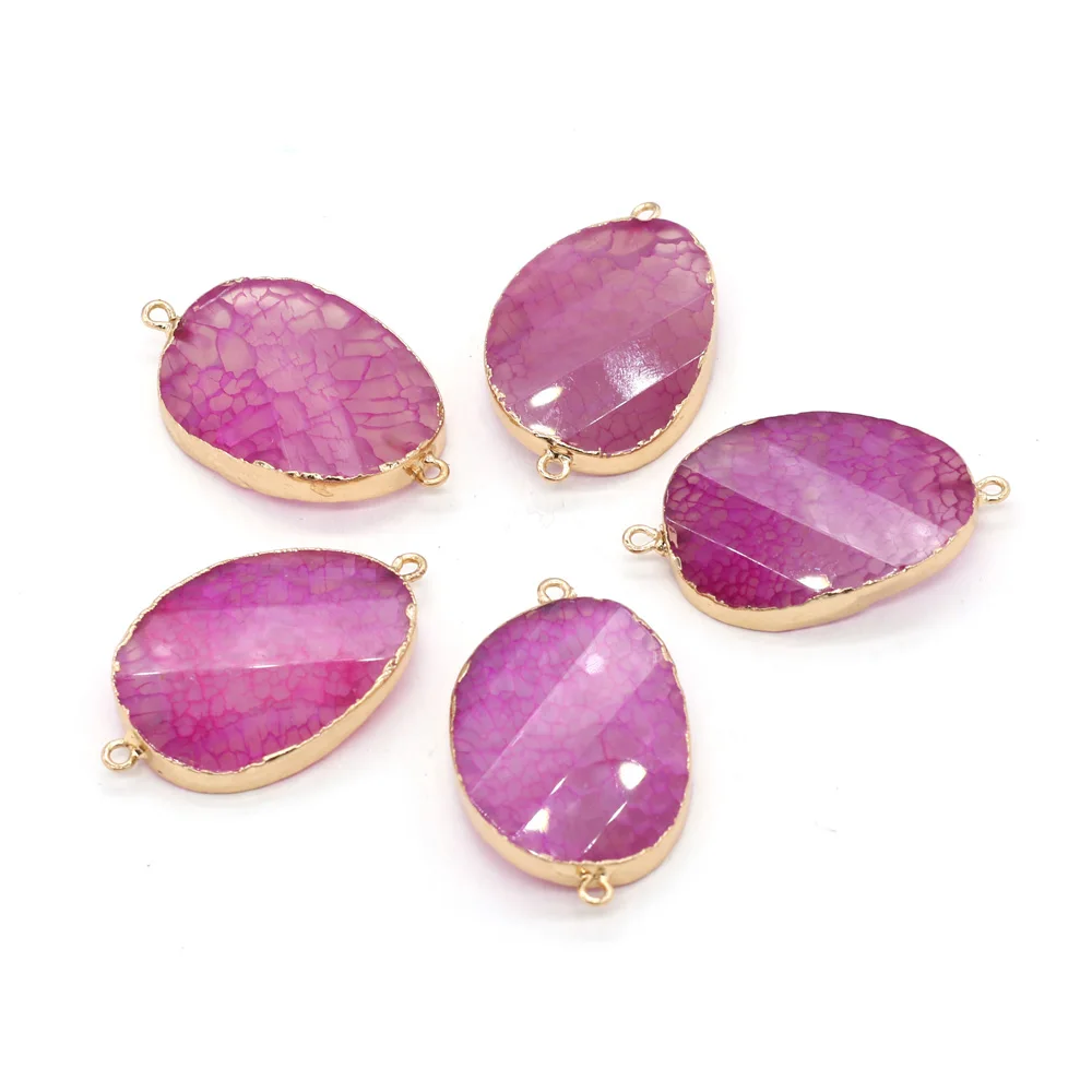 Hot Sale Natural Gem Stone Pendant Connector Faceted Charms for DIY Necklace Jewelry Making Supplies 25x40mm |