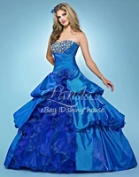 free shipping 2014 new hot fashion vestidos de noiva long casamento taffeta blue crystal elegant ball gown lace up prom dresses