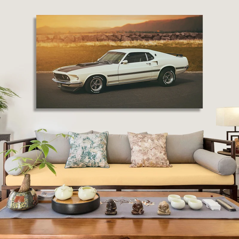 

Modular Print Artwork Classic Sports Car Posters Home Decor Wall Art PicturesFord Mustang Car Canvas Paintings Living Room