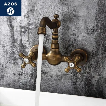 Античный смеситель для раковины в ванной комнате настенное крепление (античная