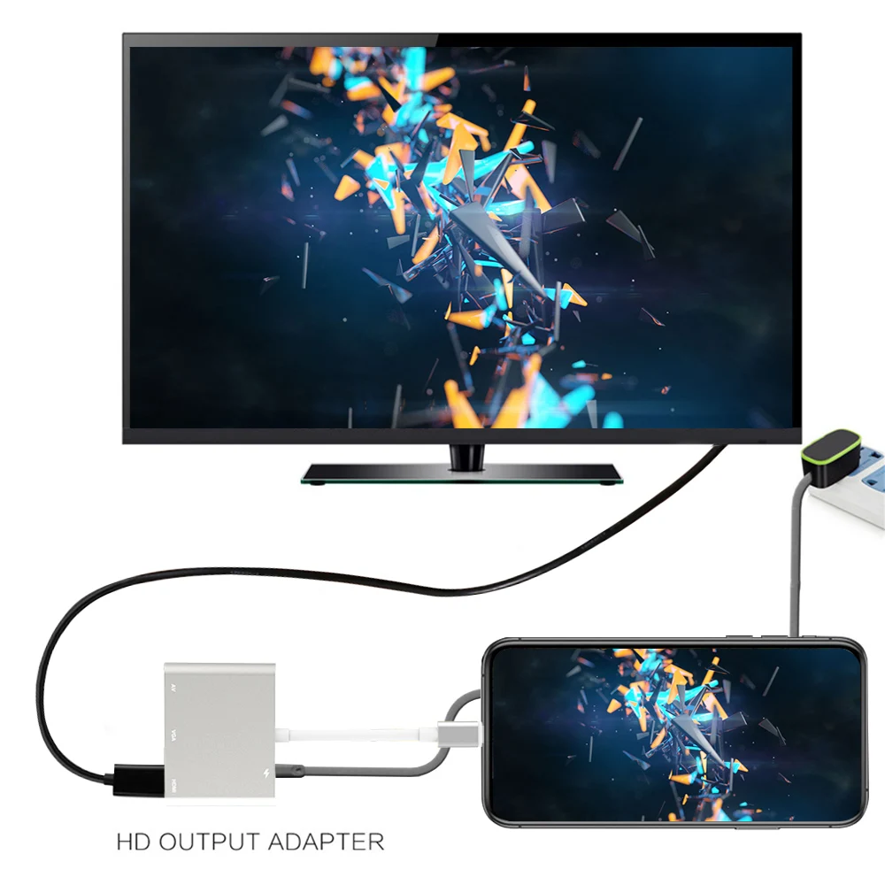 4 в 1 4 K 1080 P HD tv адаптер для Lightning-HDMI VGA AV tv адаптер конвертер для iPhone X Xs XR 8 8 plus 7 7 plus 6 plus для iPad