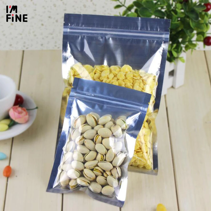 100 Pcs Clear Aluminum Foil Bag Self Seal Zipper Ziplock Packing Food Retail Resealable Baking Packaging Pouch | Дом и сад