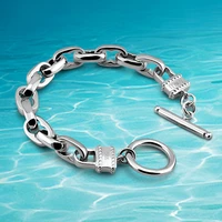 men chain 9mm 925 sterling silver mens bracelet korean fashion simple link chain personalized male jewelry boyfriend gift