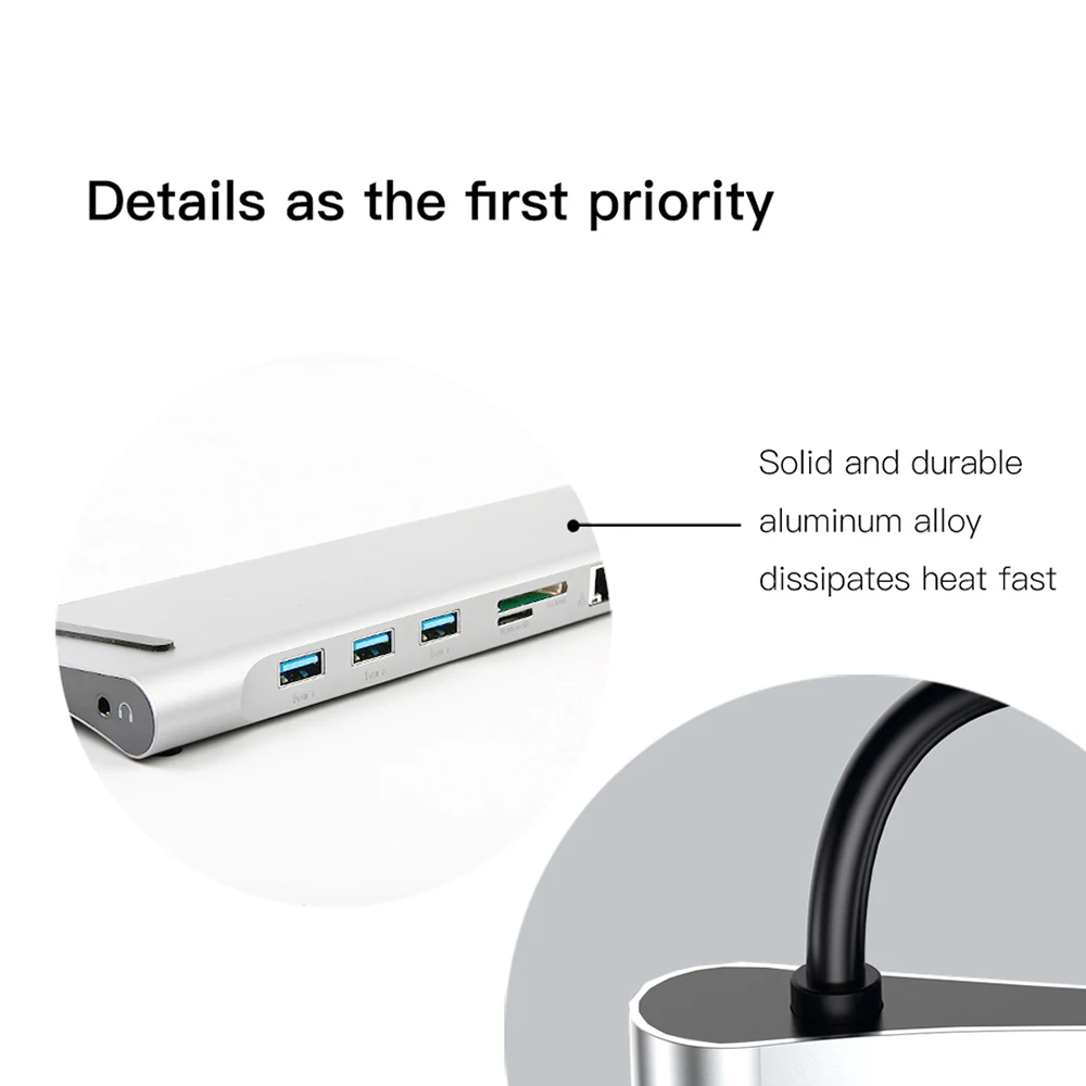 10 в 1 концентратор 4K usb type-C к USB 3,0 TF HDMI VGA RJ45 Мини DP док-станция для Macbook для huawei samsung Xiaomi