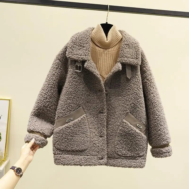 

Women Artificial Lamb Wool Jacket Autumn And Winter Casual Style Female Coats