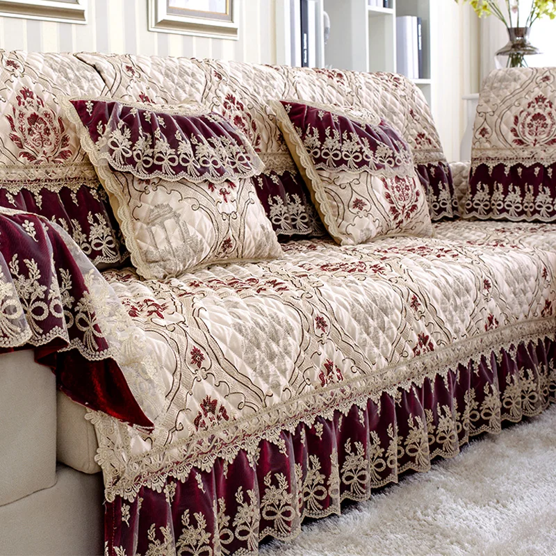 Фото Высококачественные европейские льняные чехлы для диванов красные розовые синие