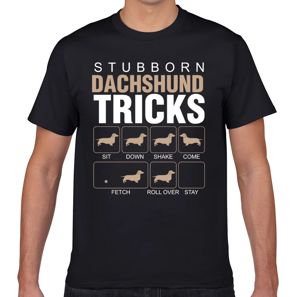 

Tops T Shirt Men stubborn dachshund tricks Vogue Vintage Geek Print Male Tshirt fa004