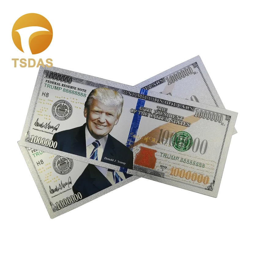 Цветные США 1 миллион сувенирных банкнот купюры американская серебряная фольга