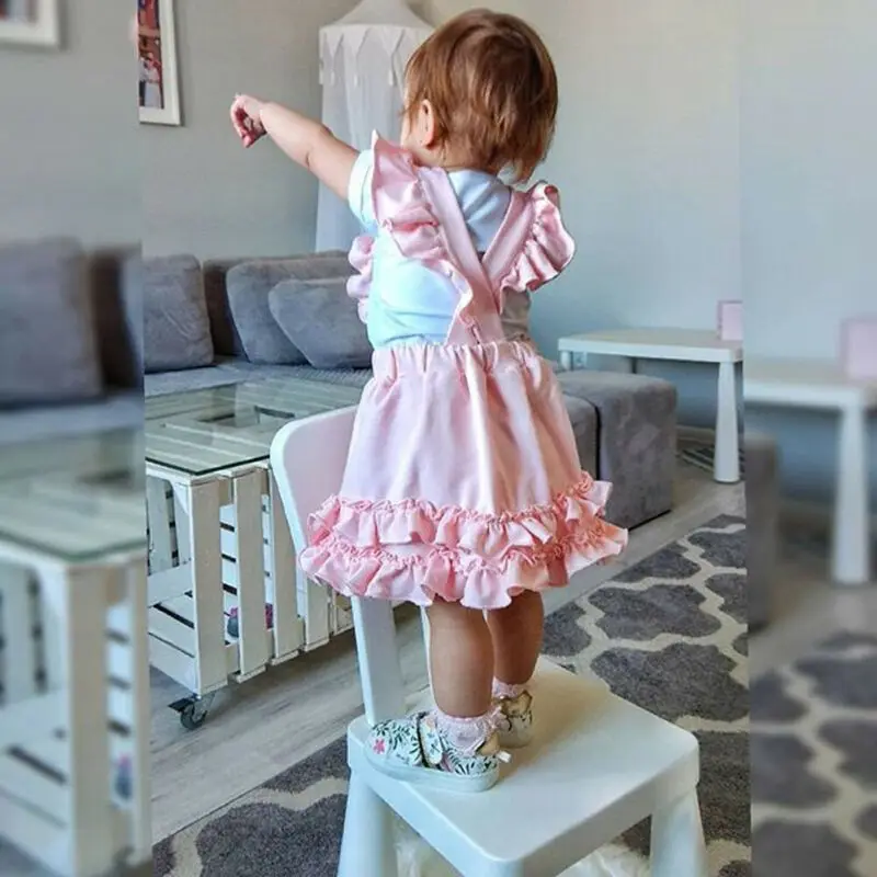 

AU Toddler Kids Baby Girl Tops T Shirt Overall Skirt Suspender Dress Outfit Set