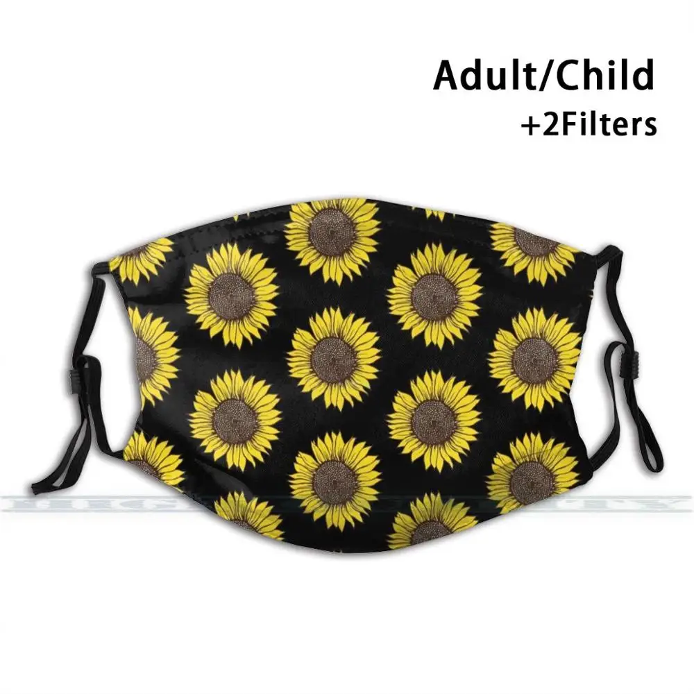 

Sunflower Face Mask Pattern Cute Cheerful Face Covering 3d Print Reusable Mouth Mask Washable Filter Anti Dust