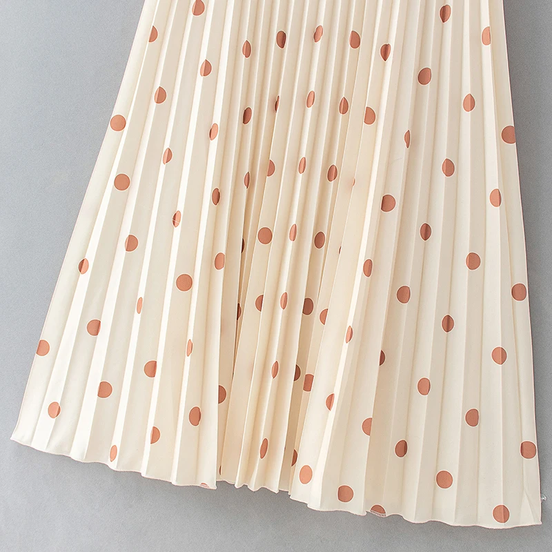 

Women sleeveless summer midi dress Sexy polka dot print summer beach dress Draped ladies holiday chic party dress