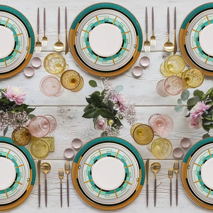

Ins ceramic Western food plate set creative emerald hotel restaurant family dish steak