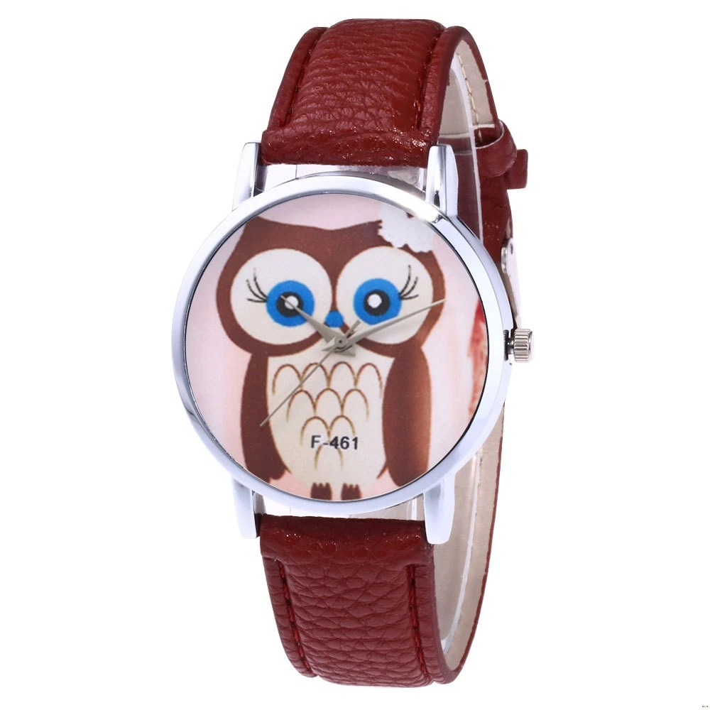 

Simple children's Quartz Watch Ladies White Leather Strap Cartoon Owl Pattern Alloy Dial Kids Watches Women Gift Boys Clock Girl