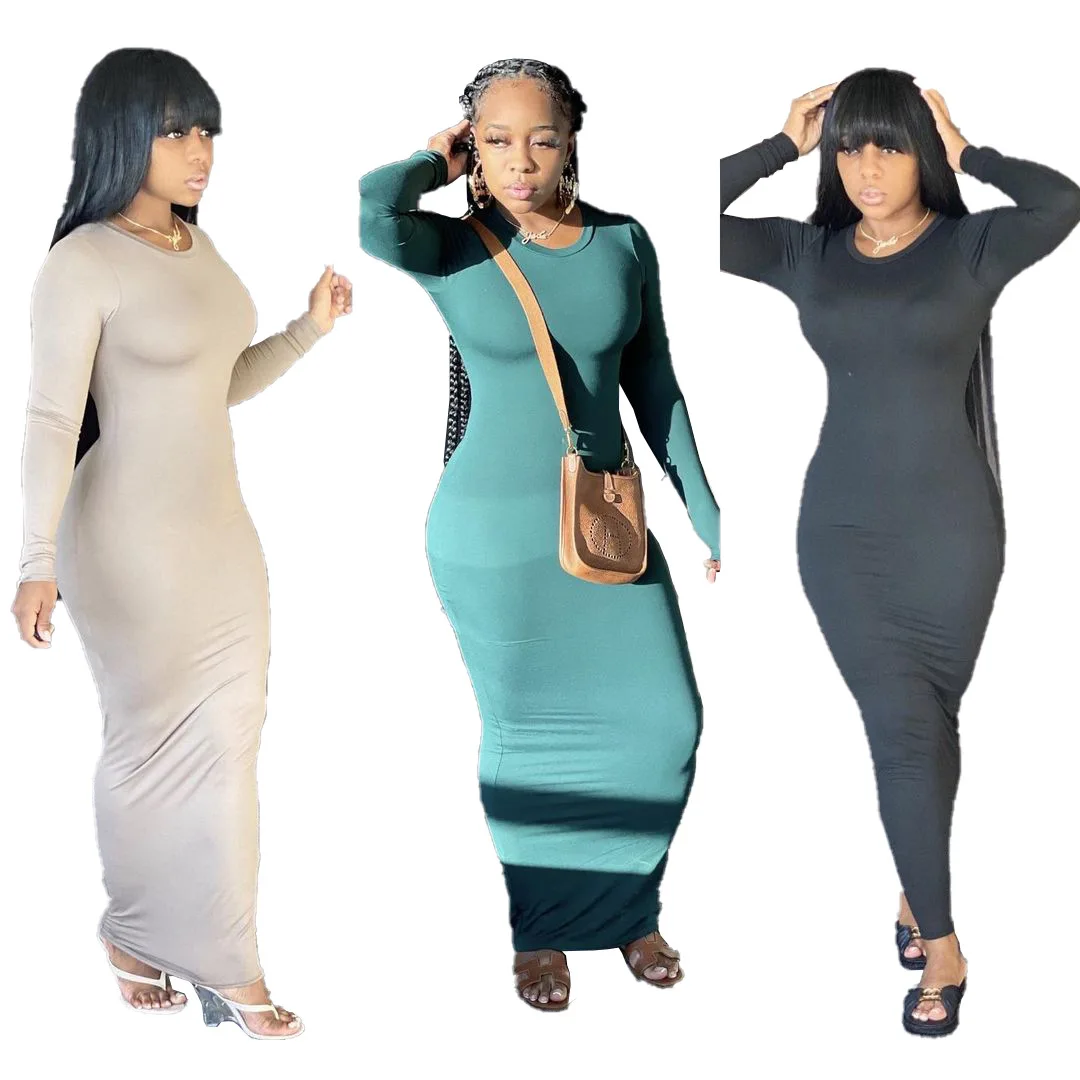 

Женское длинное платье с длинным рукавом, до щиколотки