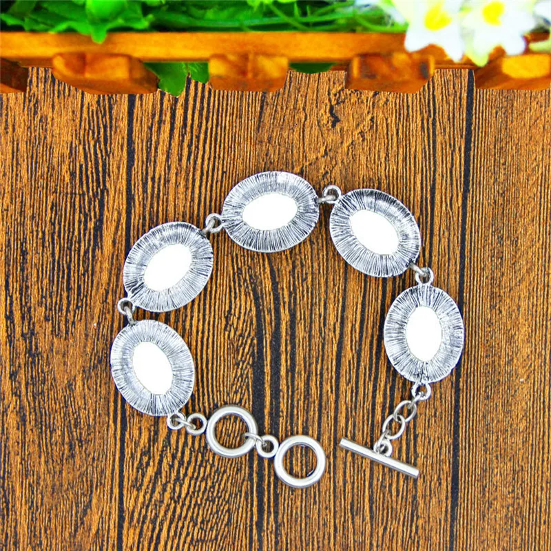 Oval Daffodil Flower Jewelry Set Antique Silver Plated Necklace Earrings Bracelet Fashion Jewelry TS417