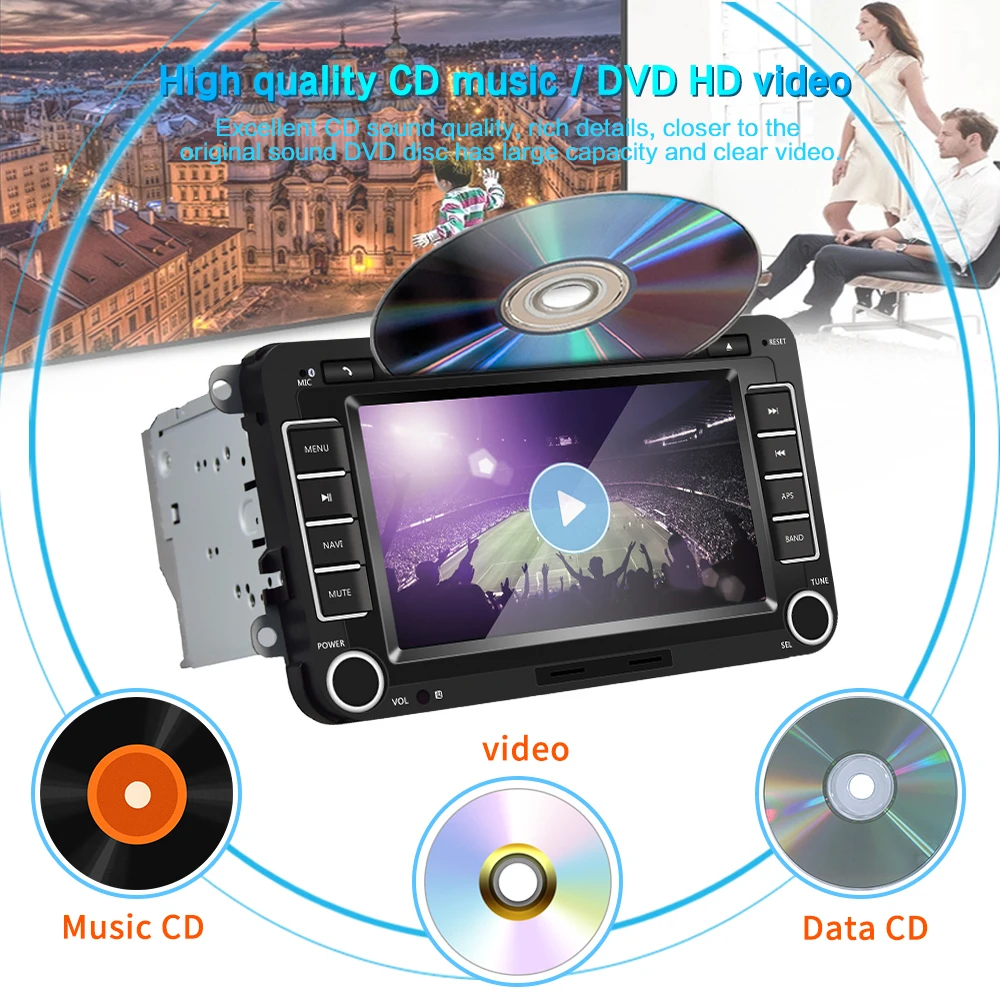 Автомагнитола Podofo 2DIN 7 дюймов Android 9 0 DVD плеер Bluetooth сенсорный экран GPS Wi Fi FM радио