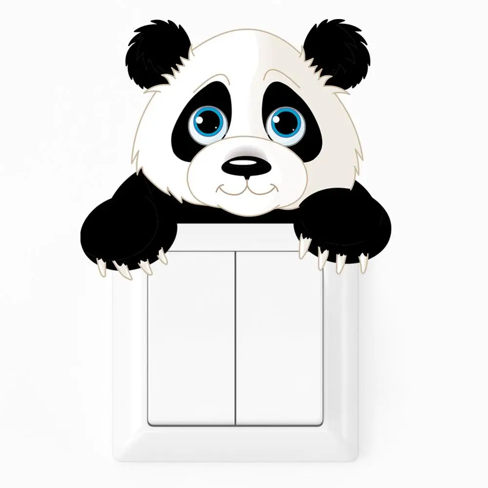 Cute Animals Elephant Cat Panda Giraffe Light Switch Sticker Remoable wall For kids Baby Nursery Home Decal Murla Decor | Дом и сад