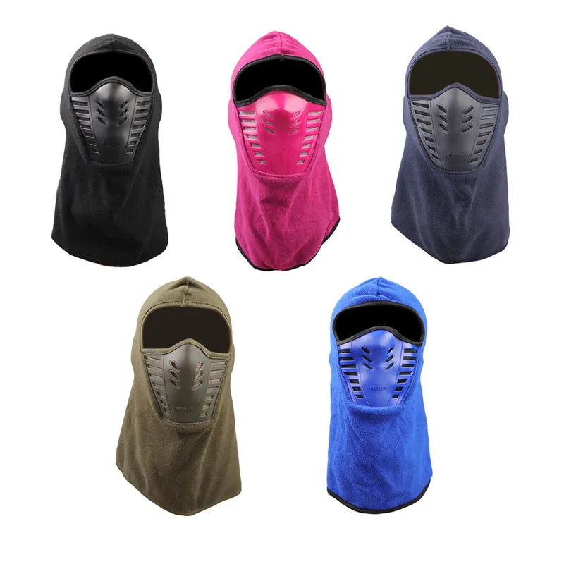 

Winter Warm Bicycle Face Mask Neck Scarf Active Carbon Filters Thermal Fleece Balaclava Bike Waterproof Beanies