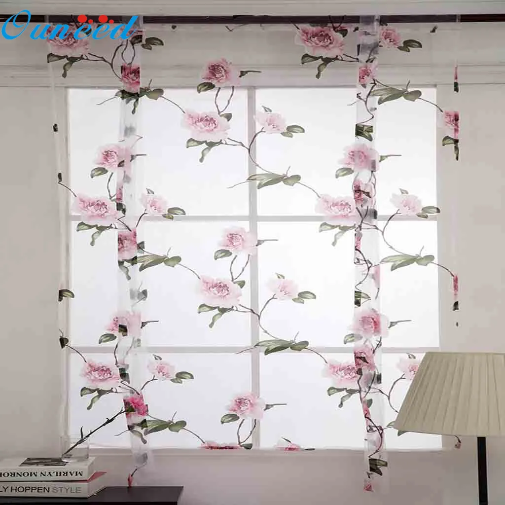 Занавески Ouneed на окна занавески с цветами прозрачные тюлевые для гостиной из