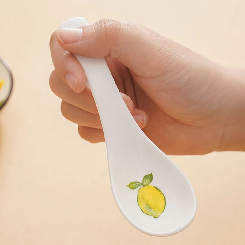 

Nordic Fashion Fruit Printing Soup Spoon Ceramic Chinese-style Tableware Kitchen Home