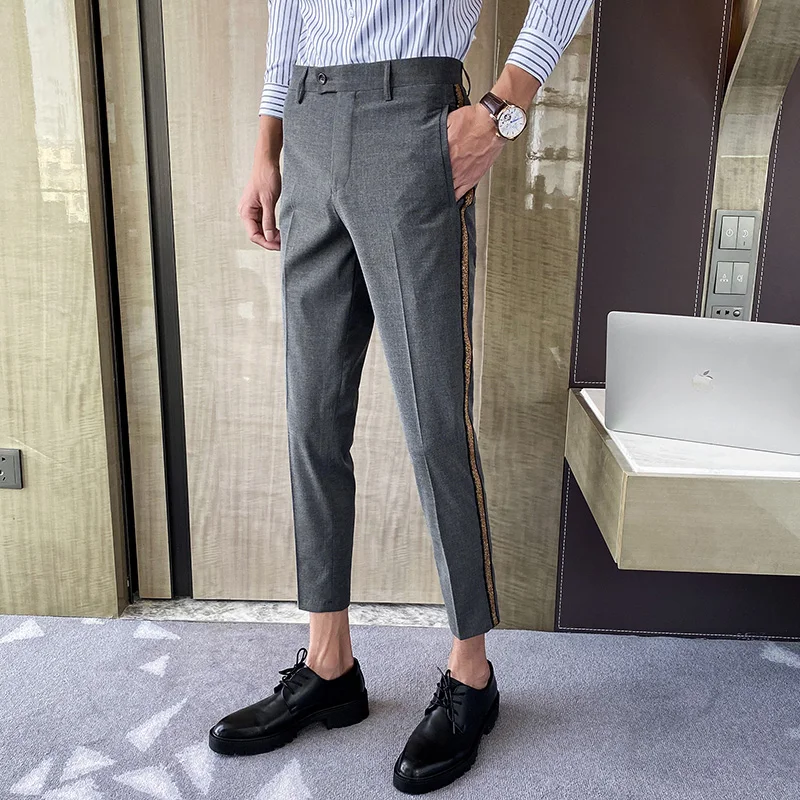 

Brand Men Suit Pants Classic Casual Business Dress Pants Wedding Social Formal Pants Slim Fit Office Trousers Costume Homme 2020